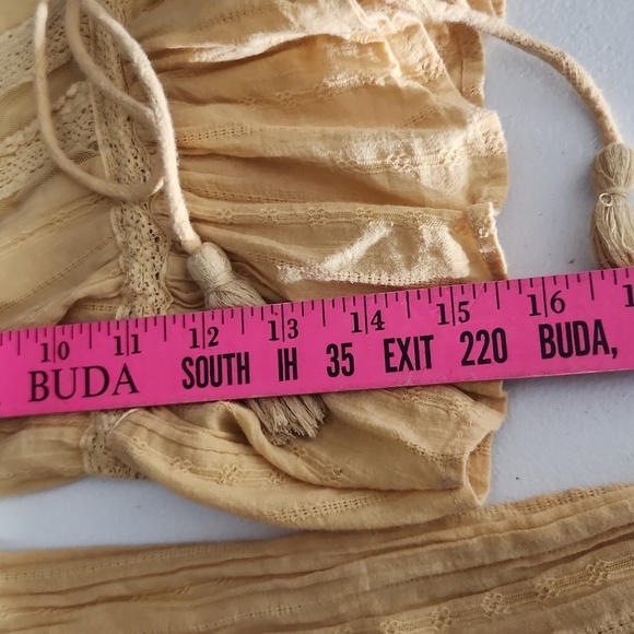 Free People Blouse Womens Extra Small Oberoi Babydoll Top Yellow Lace Y2K Boho - Picture 5 of 10